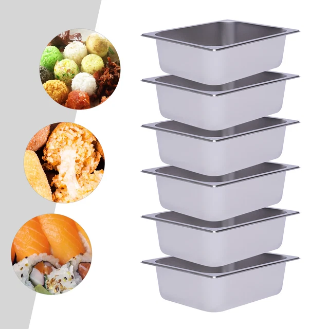 6 *1/2Size 4" HALF Size Deep Catering Buffet Pans Food Pan Stainless Steam Table