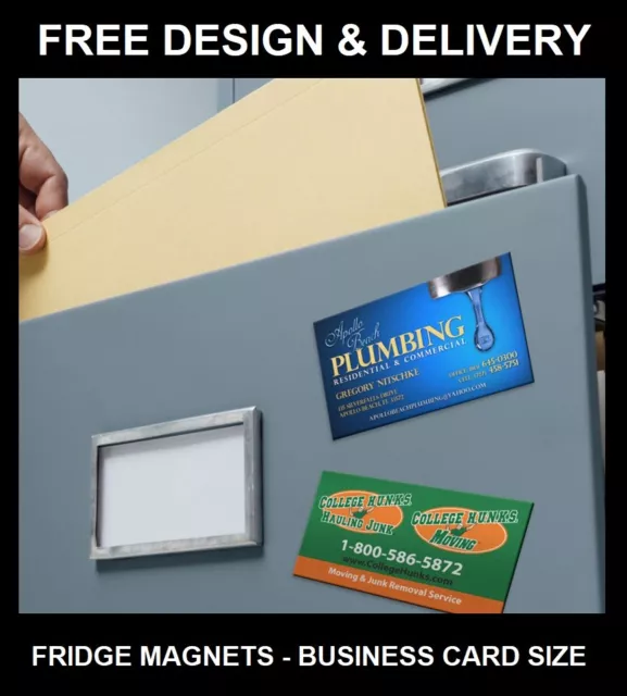 100-1000 Business Card Size Fridge Magnets Full Colour Printing Gloss Laminated