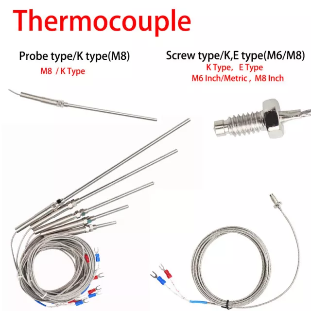 M6 M8 Threaded/Probe Sensor K/Etype Thermocouple Temperature Sensor 0.2-5m Cable