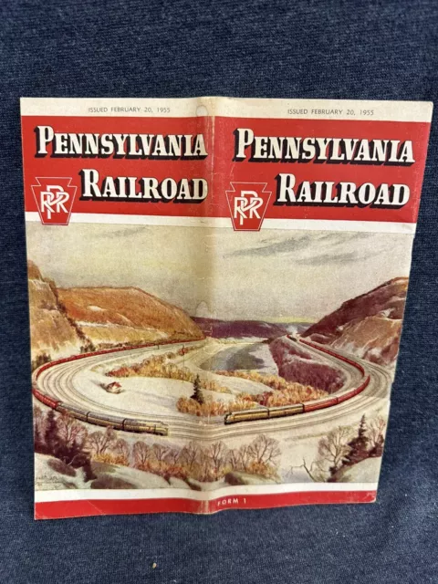 Vintage Pennsylvania Lines Railroad PRR Public Timetable February 20, 1955 VGUC
