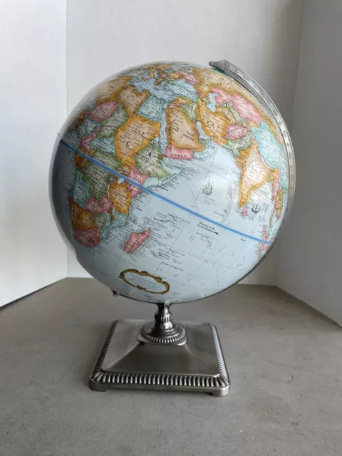 Replogle 12” rotating globe w/ brushed silver stand
