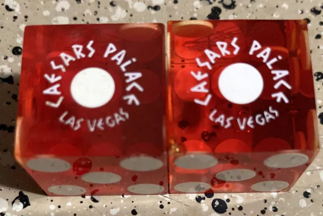 Rare Vintage Las Vegas NV. CAEASRS PALACE  Casino Pair  3/4" Red Dice #746 #Z