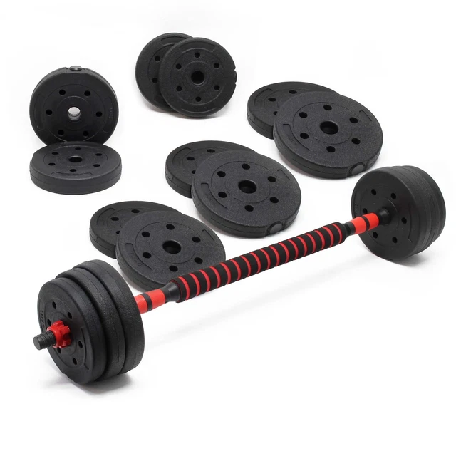 Set Manubri 20 Kg Con Dischi In Cemento - 12 Dischi, 2 Manubri Filettati E Chiusure A Stella