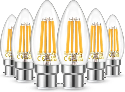 Dimmable B22 Bayonet Cap Light Bulbs, Led Candle Bulb Warm White 2700K,...