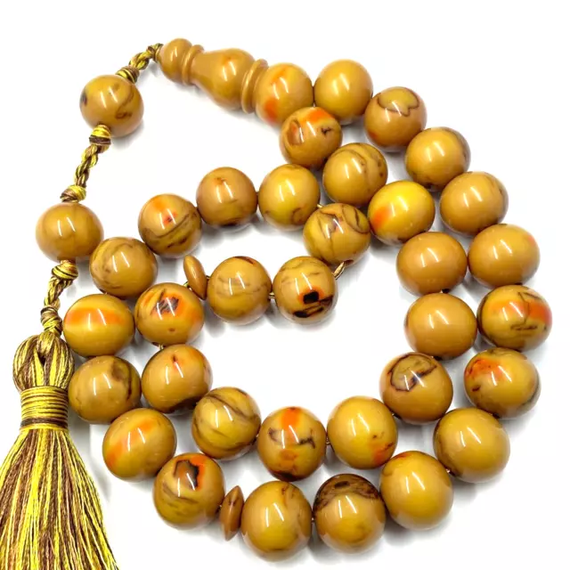 Islamic faturan sandalos Amber Bakelite Rosary 33, Muslim Prayer Beads, Tasbih