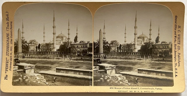 Türkei Konstantinopel Moschee Sultan Ahmed 1901 Foto Stereo Vintage P29T1n