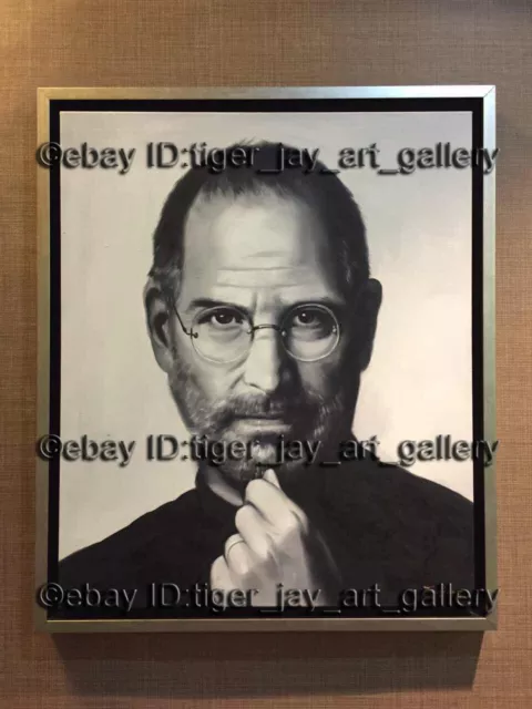 Legend Genius Tec Steve Jobs Portrait Original Signed Hand Painted Oil Painting