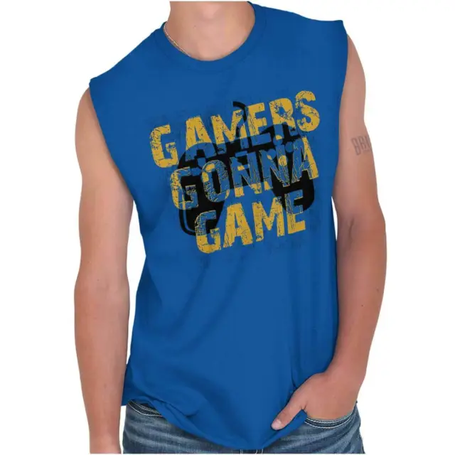 Gamers Gonna Game Funny Video Gaming Nerd Mens Sleeveless Crewneck T Shirt