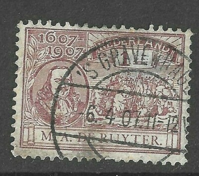 Rosso-Fine USATO Paesi Bassi 1907-SG 212-AMMIRAGLIO De Ruyter Uovo del Tricentenario dei 1c 