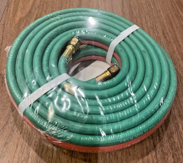 Oxygen Acetylene Twin Welding Hose 1/4 x 20 Grade R w B Fittings