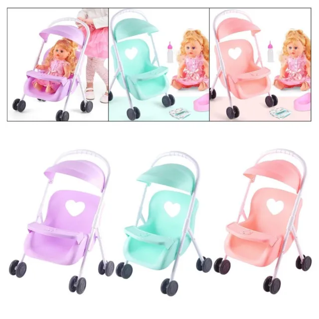 Plastic Doll Stroller Toddlers Pretend Play Toy Tiny Pushchair  Doll