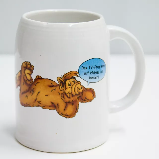 Große Vintage ALF Tasse 0,5L Bierkrug Weiß 1988 Alien Productions