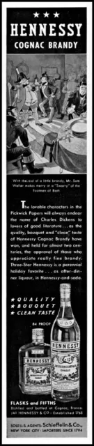 1940 Charles Dickens Hennessy cognac brandy flasks vintage art Print Ad adL21