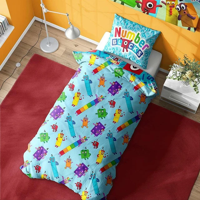Set copripiumino educativo per bambini Playtime Collection Abc, numeri e forme Apprendimento Set di biancheria da letto per bambini Giochi per camera da letto 1 copripiumino e 2 federe per letto