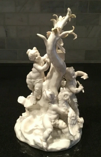 Nymphenburg Porcelain Figurine Cherubs Catching Birds early 20th Century