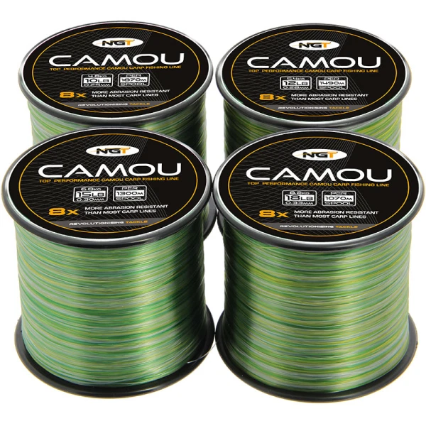 Ligne De Pêche Camouflage NGT En Vrac - 10, 12, 15, 18 LB, 1300m, Nylon Résistant