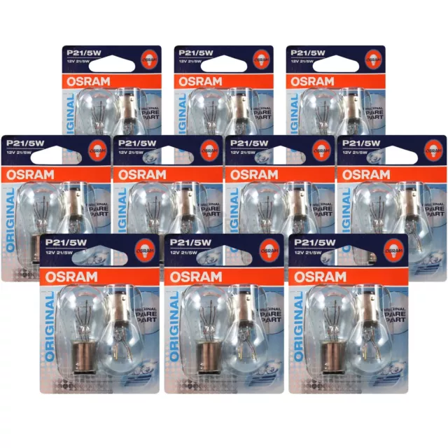 10x Osram P21/5W Avec Base Métallique 12V 21/5W Douille / Culot BAY15d