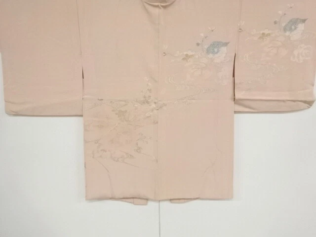 39119# Japanese Kimono / Antique Haori / Woven Stream & Flower