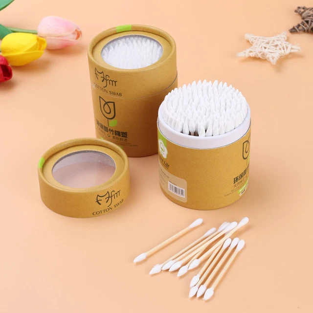 400 Pcs/2 Disposable Cotton Swab Wooden Cotton Buds Baby Cotton Swabs Ear 2