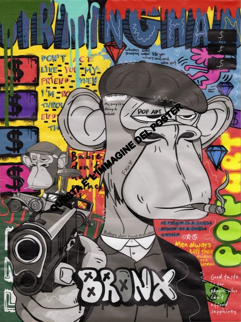 POSTER MANIFESTO STREET ART Stampa Iconic A3 MONKEY BRONX GANG SCIMMIA ...