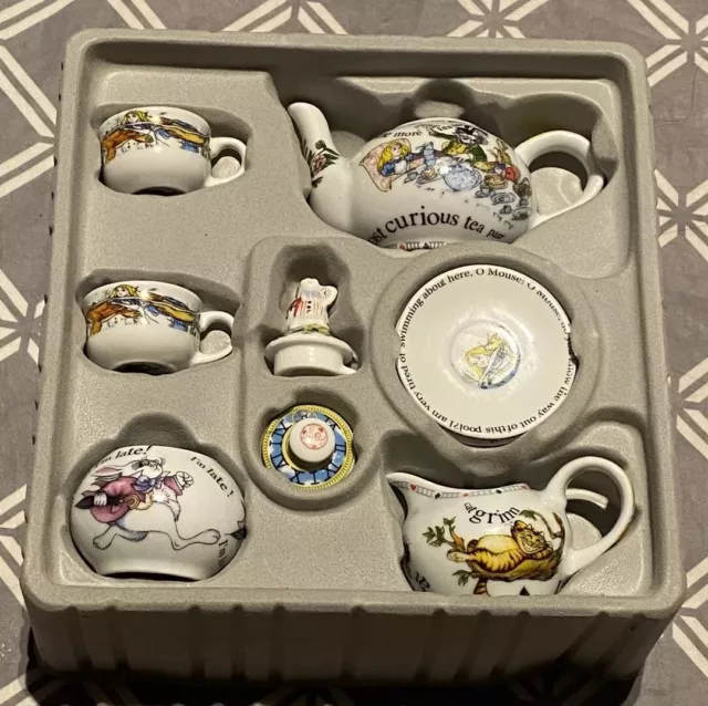Paul Cardew, "Alice In Wonderland" Thirteen Piece Miniature Collectable Tea Set