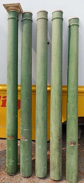 4 Antique GREEN Porch Posts 5 1/2" x 75" Tall - VG Cond - Buy Any Quantity
