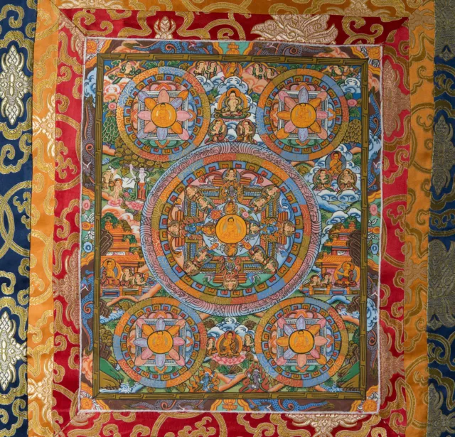 Thangka Tibetischer Mandala Leben Der Buddha-Tangka Wandbehang Bouddhiste-77x58 2