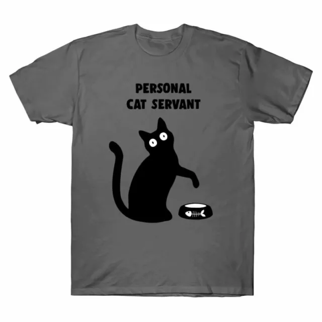 Funny Lover Cat Tee T-Shirt Costume Cotton Personal Cat Black Men's Gift Servant