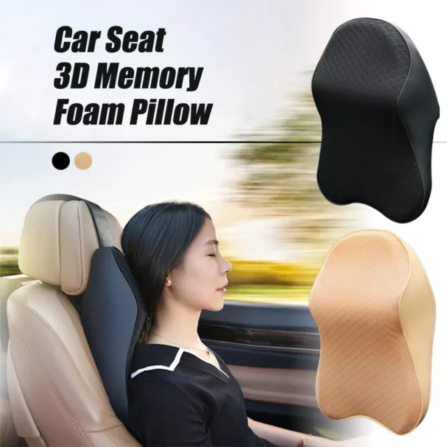 Car Seat Headrest Pad Memory Foam Pillow Head Neck Rest Support Cushion Black 3