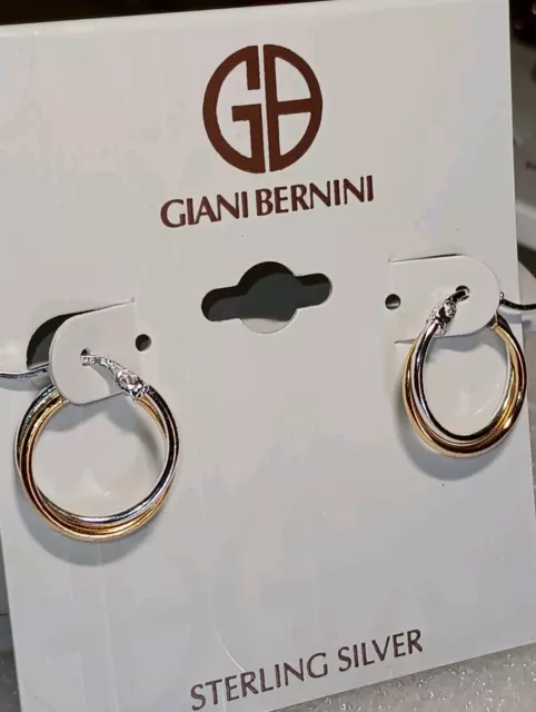 Giani Bernini Sterling Silver Gold Plate Accent Hoop Earrings 3