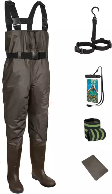 Bootfoot Chest Waders 2-Ply Nylon/Pvc Lightweight Fishing & Hunting Waders wi...