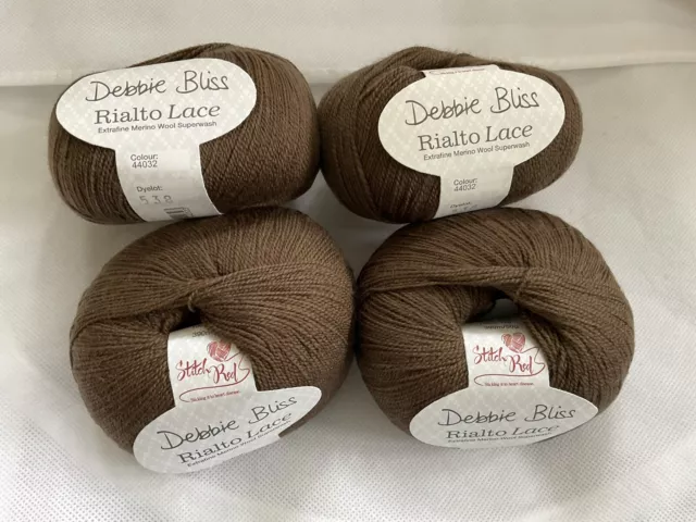 Debbie Bliss Rialto Lace 4ply.4x50g. ExtraFine Merino. Dark Brown. 100%wool. new