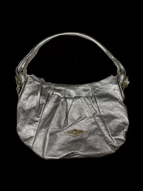 Elliott Lucca Metallic Light Gold Leather Handbag Shoulder Bag Clean