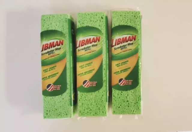 Libman Scrubster Mop Refill Lot 3 #3105 Sponge Mop head Replacement Absorbent