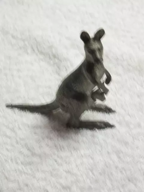 Vintage  Miniature White Metal Figure Kangaroo With Joey in Pouch Silver Colour
