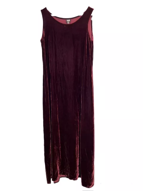 Eileen Fisher Velvet Dress Scoop Neck Maxi Burgundy Wine Sleeveless Tank  Medium