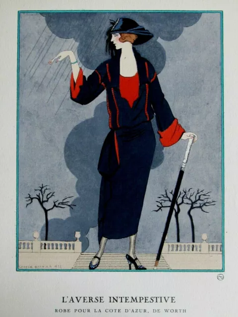 George Barbier L'Averse Untimely Edition Original 1922 Worth Coast' Azure