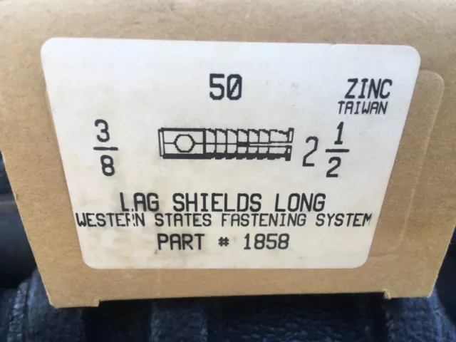 3/8" bolt - 5/8” hole, Lag Shields Long, Anchor Zinc Alloy, box of 50