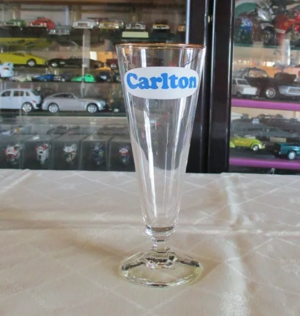 Vintage Carlton Gold Rimmed Stemmed Beer Glass Man Cave Barware Collectable
