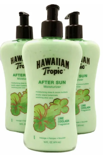 Paquete de 3 lociones hidratantes para después del sol de cal tropical hawaiana aloe vera 16 oz