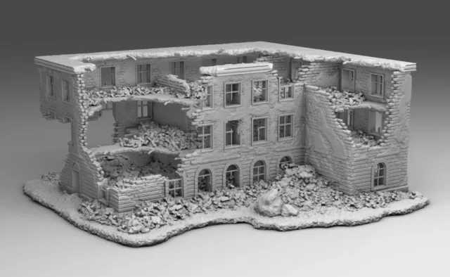 Impréssion 3D Décors WW2 Bâtiment en ruine 9