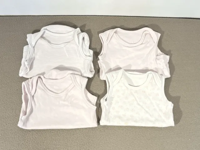 Baby Girls Bundle Of 4 Sleevless Body Vest Age 0-3 Months