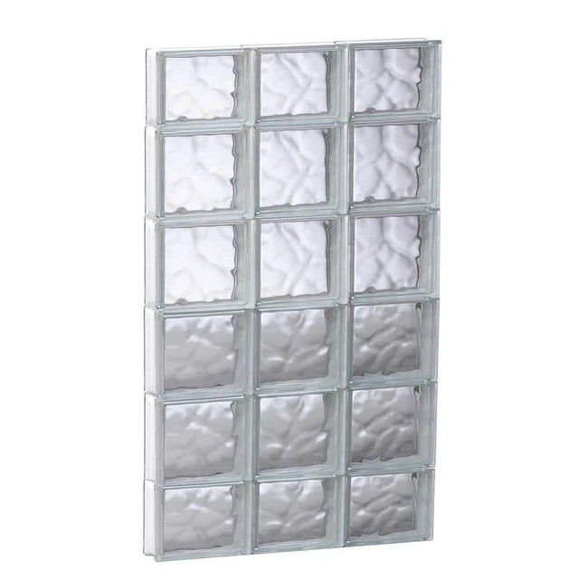 Clearly Secure Glass Block Window 23.25"x42.5" Frameless Wave Pattern Non-Vented