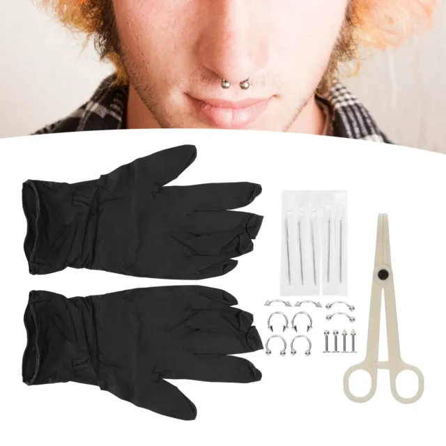 20x Professional Piercing Kit Gloves Jewelry Piercing Needle Forceps Body HR6