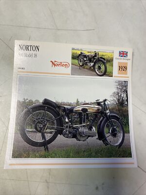 Norton 500 Dominator model 7/1 1949 fiche carte moto de collection Atlas 