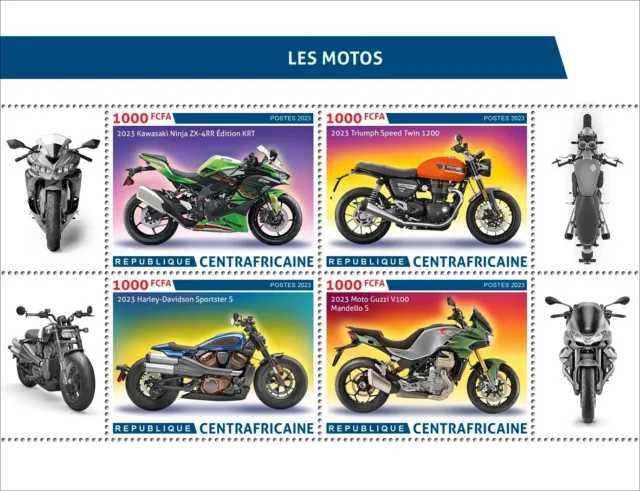 Motorcycles MNH Stamps 2023 Central African Republic M/S