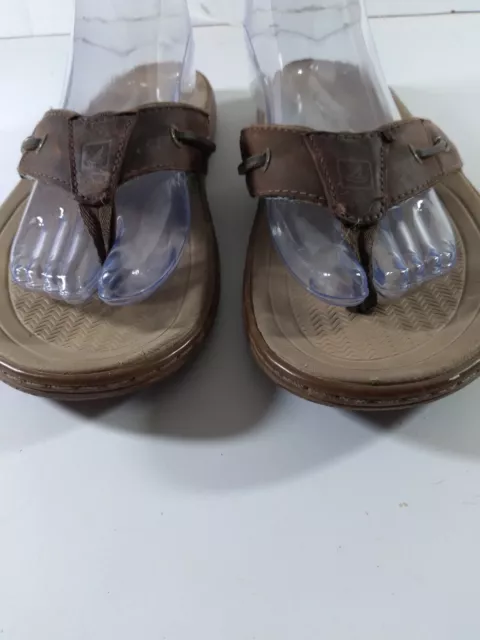 SPERRY SHOES MENS Size 9 Brown Flip Flop Leather Casual Top Sider ...