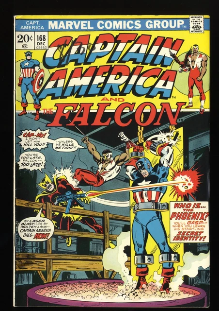Captain America #168 FN/VF 7.0 Falcon! 1st Appearance Helmut Zemo! Marvel 1973