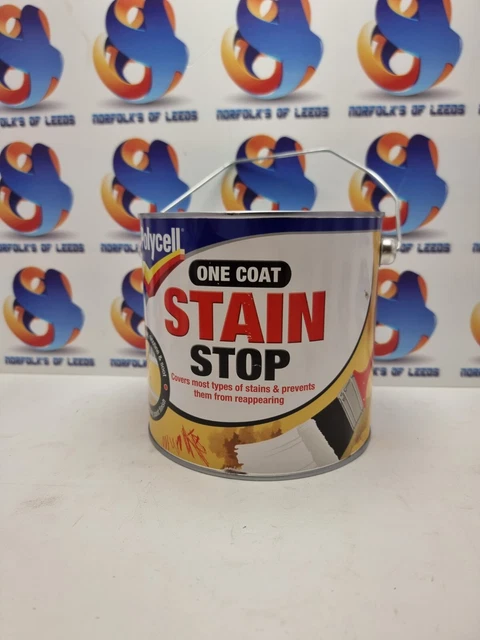 Polycell One Coat Stain Stop White Paint 1L
