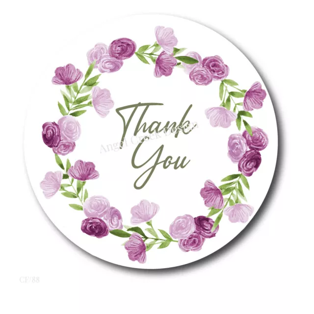 Purple Flowers Scrapbook Stickers Floral Thank You Favors Labels Envelope Seals